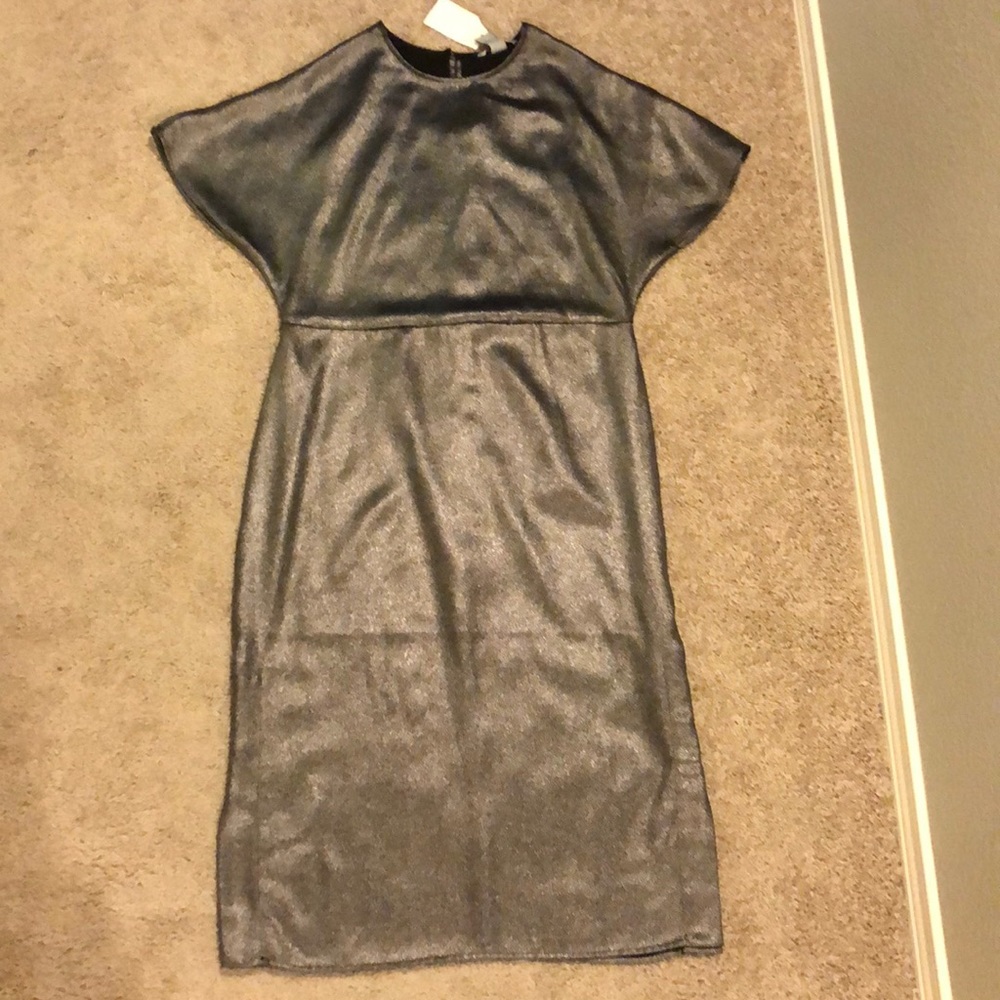 Silver metallic pencil dress